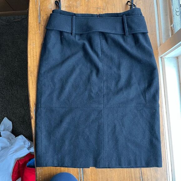 Betty Barclay Black Wool Pencil Skirt with Ring Belt, Size 6-8 - Picture 9 of 10